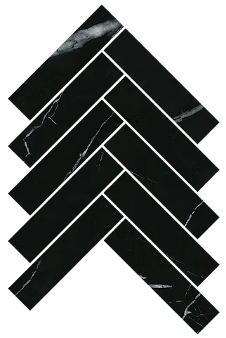 [LAP6001] Marquina Nero H/Bone Mosaic