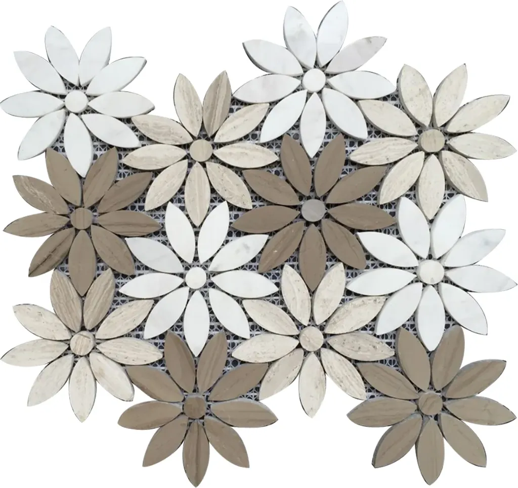 [LAY173] Athens Teak Daisy Mosaic